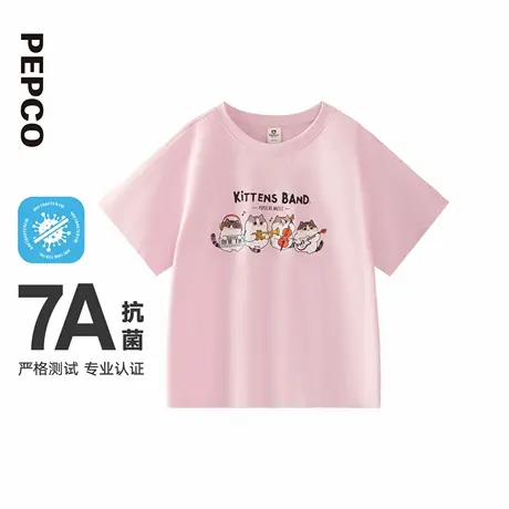 小猪班纳童装2025夏装新款儿童短袖T恤中大童女童圆领上衣女孩潮图片