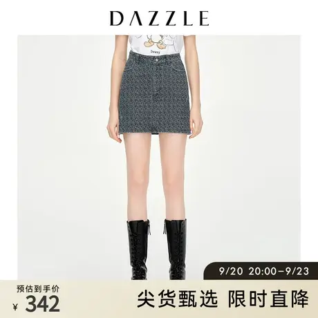 DAZZLE地素奥莱 复古LOGO老花A字牛仔半裙短裙2D1RI076T图片