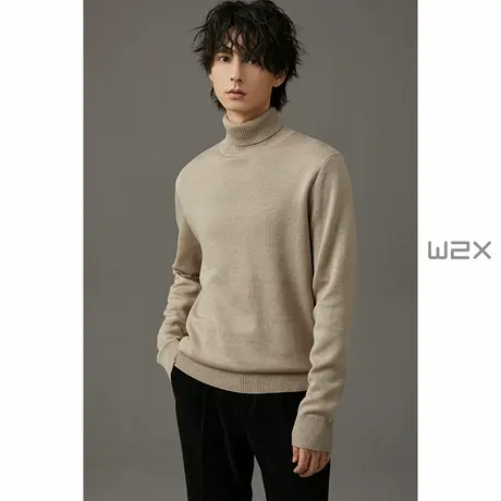 w2x冬季新款加厚高领毛衣男基础百搭马海毛针织衫青年打底衫线衣图片