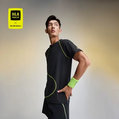 HLA/海澜之家运动sportsdayT恤24秋新SUWUKOU跑步吸湿速干短袖男商品大图