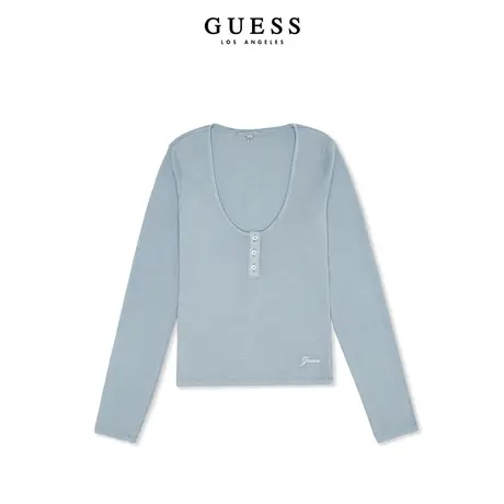 GUESS23年新款秋女士纯色修身弹力T恤衫-W2BP46KA0H1图片