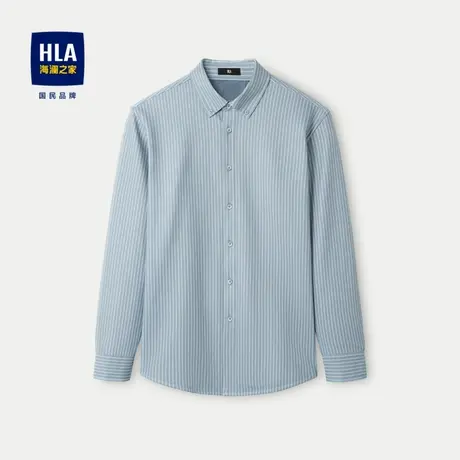 【内里复绒】HLA/海澜之家长袖衬衫23秋冬新款条纹保暖加厚衬衣男商品大图