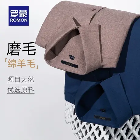 【含羊毛】罗蒙男士纯色长袖衬衫2025秋季新款柔软舒适易打理衬衣图片