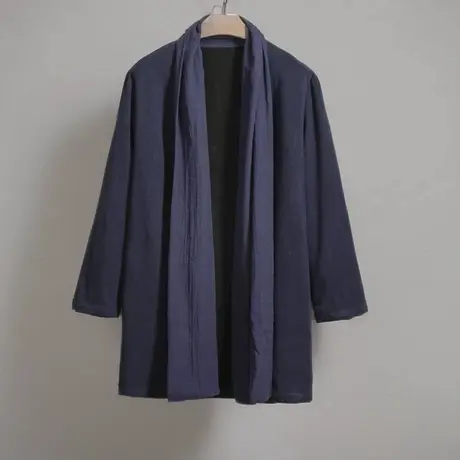 中国风男中长款开衫棉麻汉服改良新中式禅意休闲汉服外套大码男装图片
