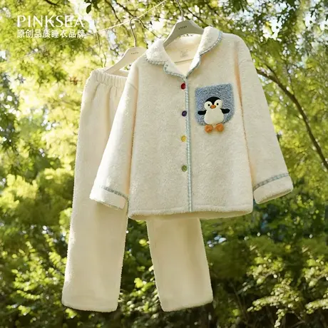 珊瑚绒睡衣秋冬季女款加厚保暖家居服2025新款可爱卡通可外穿套装商品大图