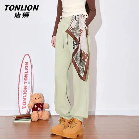 唐狮官方高腰卫裤女2026新款春季束脚运动裤美式宽松慵懒休闲裤VC商品大图