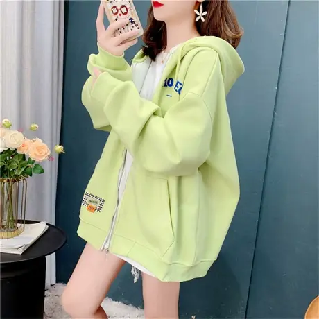 宽松慵懒风连帽卫衣开衫女春季2023年新款洋气网红设计感上衣外套商品大图