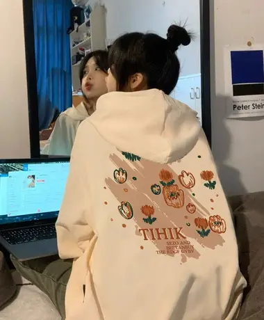 2023新款春秋薄款韩版连帽套头加绒加厚卫衣女秋冬宽松oversize潮图片