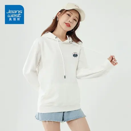 真维斯连帽卫衣女士春季新款洋气小怪兽印花休闲长袖上衣潮流商品大图