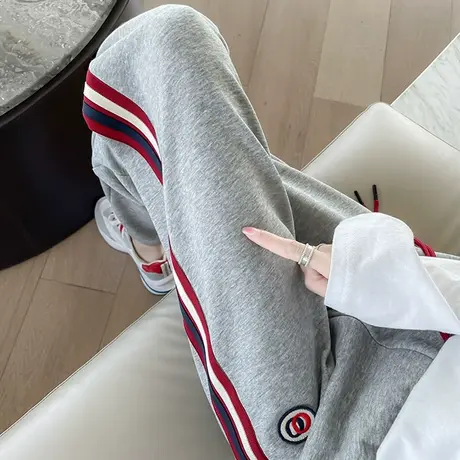 灰色运动裤女宽松束脚卫裤2024秋季新款高腰显瘦九分萝卜哈伦裤潮商品大图