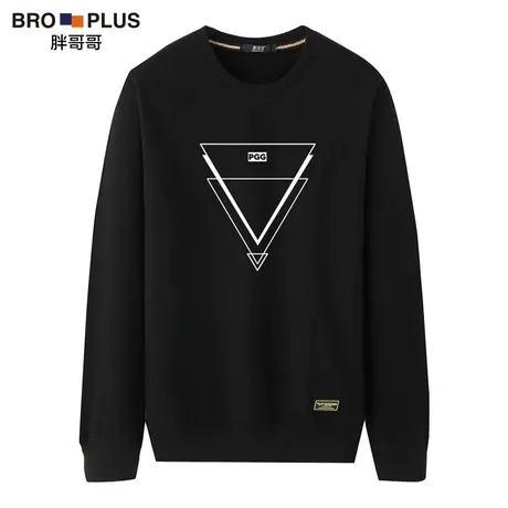 胖哥哥长袖卫衣男加肥加大秋季男装宽松潮牌大码300斤圆领打底衫商品大图