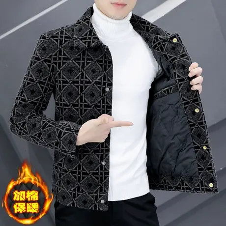 冬季加厚外套男士加棉保暖夹克帅气呢子上衣青年休闲轻奢毛呢冬装商品大图