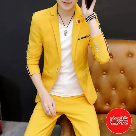 男士夜场帅气西服外套ins潮牌礼服一套装薄发型师韩版个性小西装商品大图