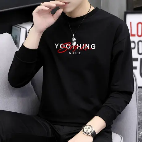 卫衣男秋季宽松潮流春秋款套头无帽衫男生外套百搭黑色秋装男上衣商品大图