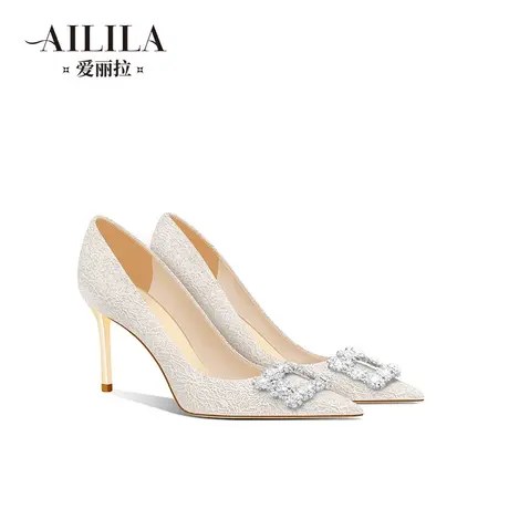 爱丽拉法式水晶婚鞋女2025新款春季新娘主婚纱高跟鞋不累脚高级感图片