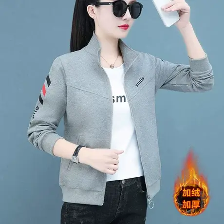 中年女士外套女春秋2022新款秋冬加绒中老年女装卫衣秋装妈妈上衣图片