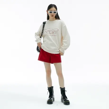 omont蛋挞家 高腰休闲短裤女秋季新款宽松显瘦直筒小个子阔腿裤子图片