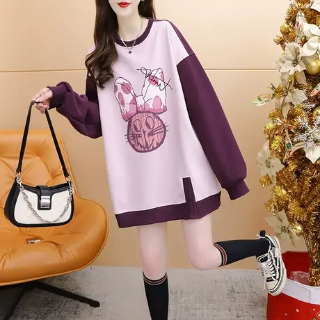 设计感卫衣女中长款2023新款早秋季时尚洋气减龄chic复古港味上衣图片