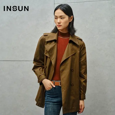 INSUN恩裳线上专选秋季仿羊毛肌理涤棉风衣图片