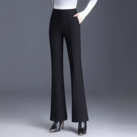 黑色微喇裤女2023年秋冬新款时尚百搭高腰垂感休闲裤气质显瘦长裤商品大图