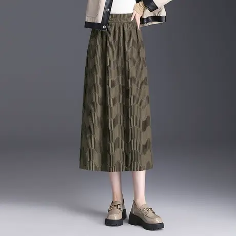 Onoev秋冬女士半身裙a字裙裙子高腰包臀毛呢呢子中长款显瘦图片