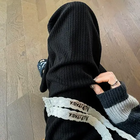 仿羊绒窄版阔腿裤女2023新款秋冬高腰垂感休闲梨型身材拖地直筒裤商品大图