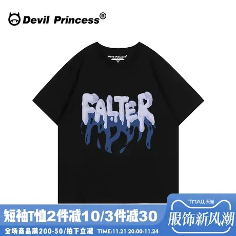 hiphop嘻哈潮牌黑色正肩短袖t恤女夏宽松大版街头超火无性别穿搭图片