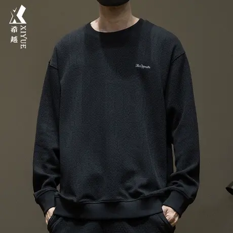 针织提花加绒加厚卫衣男春季保暖奥粒绒男士外套宽松大码上衣春装商品大图