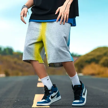 国潮潮流hiphop嘻哈短裤男潮欧美高街宽松大码潮牌初秋运动篮球裤图片