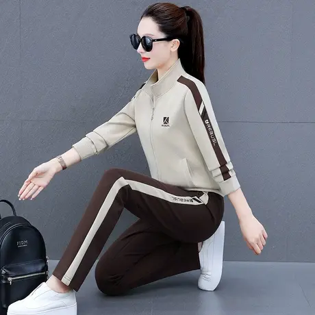 立领休闲运动套装女春秋2024年新款爆款时尚拉链卫衣外套两件套潮商品大图