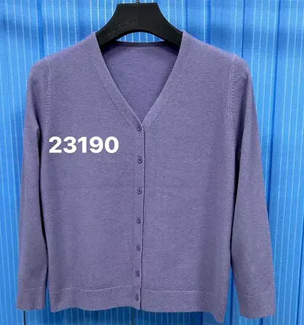 享永子【匠心之作】60支精纺65.5%山羊绒细腻V领针织开衫外套女图片