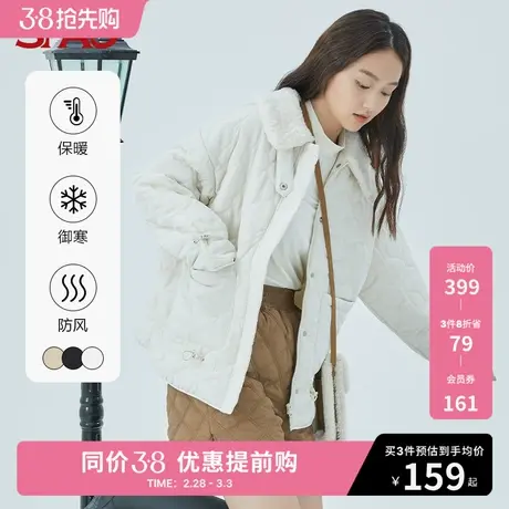 SPAO女士棉服春季新款翻领保暖绗缝棉衣短款外套SPJPC4TP53商品大图