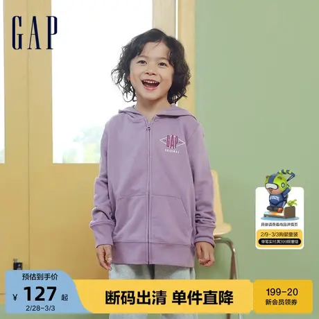 【断码优惠】Gap男女童春季法式圈织软连帽卫衣亲肤外套446308商品大图