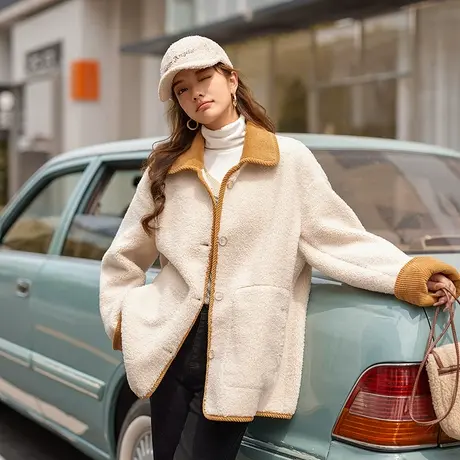 23年秋冬新款宽松加厚柔软减龄外套女商品大图