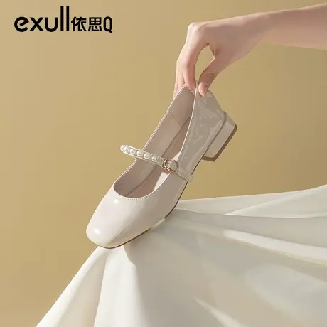 依思q晚晚鞋粗跟玛丽珍女鞋2024新款春季仙女风温柔鞋浅口单鞋女商品大图