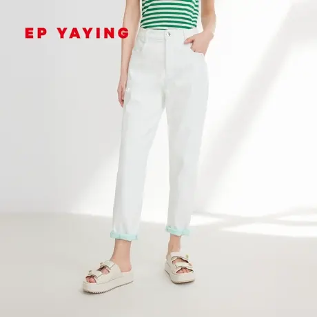 EP YAYING雅莹女装 长绒棉中腰宽松直筒牛仔裤 2023新款J619A商品大图