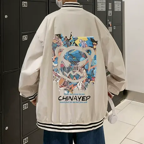 美式棒球服男秋冬季潮牌外套宽松港风男生夹克ins潮流休闲上衣服商品大图