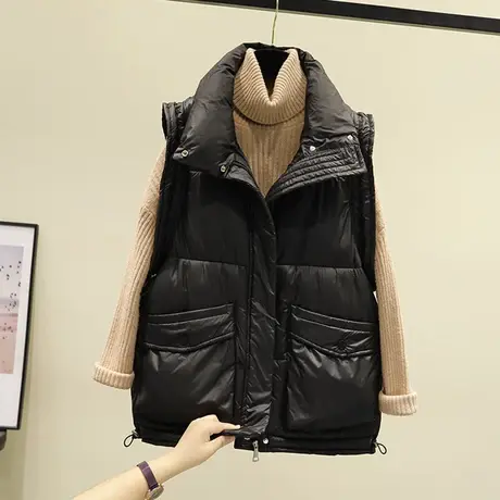 羽绒棉马甲女短款2023新款韩版大口袋宽松马夹坎肩背心秋冬季外套图片