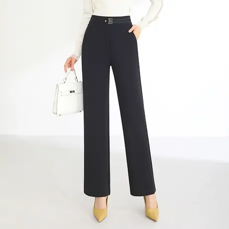 直筒裤女秋季2023新款高腰垂感休闲西装裤显瘦中年妈妈阔腿裤长裤图片
