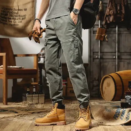 美式重磅夏季薄款工装裤子男潮流百搭宽松直筒男士休闲裤束脚裤潮商品大图