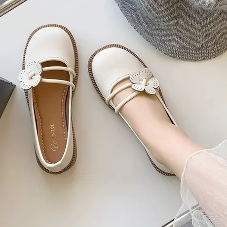 法式玛丽珍女鞋2023年春秋季新款网红小皮鞋浅口单鞋女平底豆豆鞋商品大图