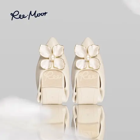 REEMOOR尖头单鞋法式舒适百搭低跟平底软皮浅口小香风睿慕女鞋子商品大图