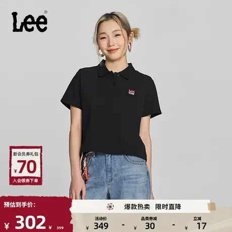 Lee24春夏新品舒适版短款黑色女短袖polo衫休闲LWT0082304CJ-K11商品大图
