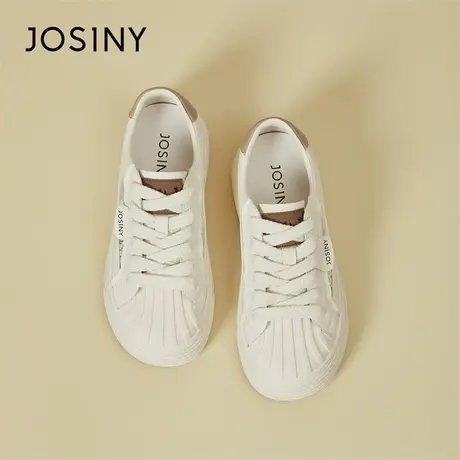 Josiny/卓诗尼厚底小白鞋女2024春季新款休闲松糕透气网面板鞋女商品大图