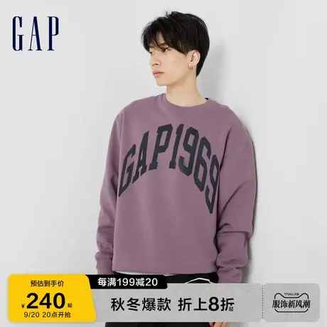 Gap男女装秋冬2023新款LOGO宽松碳素软磨抓绒卫衣762267运动上衣图片
