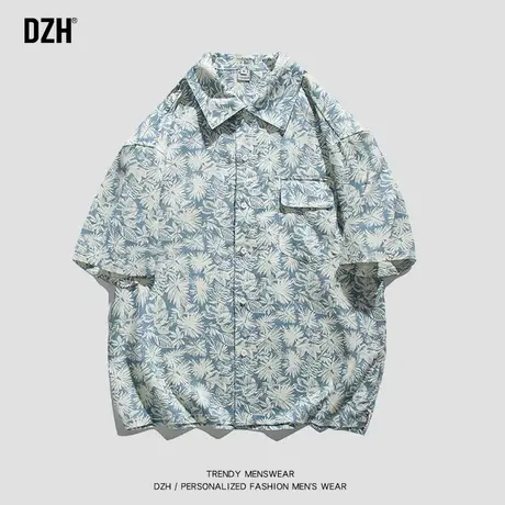 男士夏威夷花衬衫男短袖夏季设计感小众潮牌休闲衬衣棉麻上衣寸衫商品大图