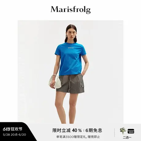 【精简美学】玛丝菲尔夏季时尚系带收腰裁片拼接短裤女商品大图