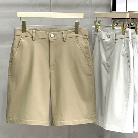 棉氨轻奢夏季冰爽短裤男士商务休闲直筒中裤五分休闲裤潮流黑白色商品大图