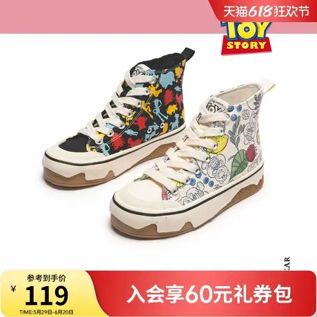 【迪士尼系列】热风厚底帆布鞋女款2025年春季新款学院风高帮女鞋图片