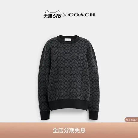 COACH/蔻驰男女同款经典标志圆领含羊毛毛衣舒适通勤图片